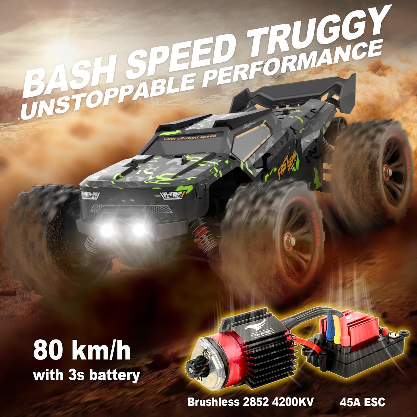 1/14 Brushless RC Cars for Adults Fast 50+ mph, RC Trucks 4x4 Offroad Waterproof, Electric Powered High Speed Remote Control Car, Fast Extreme All