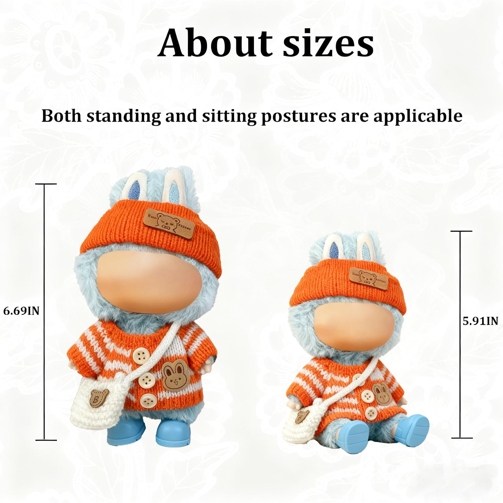 17cm Doll Clothes Set(NO Doll), for Labubu Clothes, for Labubu Outfits - Cute Knit Sweater & Handcrafted Crochet Skirt, Premium Dresses, Soft Stretch