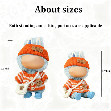 17cm Doll Clothes Set(NO Doll), for Labubu Clothes, for Labubu Outfits - Cute Knit Sweater & Handcrafted Crochet Skirt, Premium Dresses, Soft Stretch