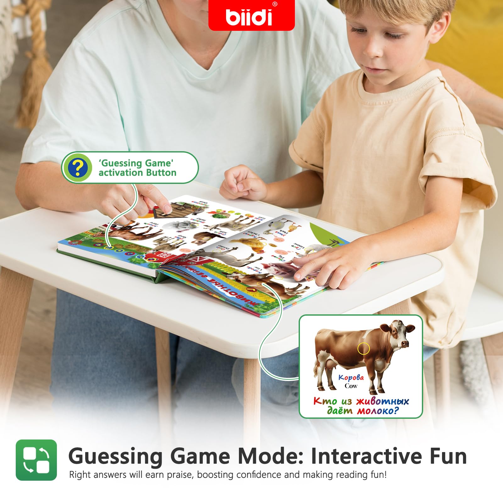 English Russian Bilingual Interactive Sound Book Learning Toy Gift Kids 2-5
