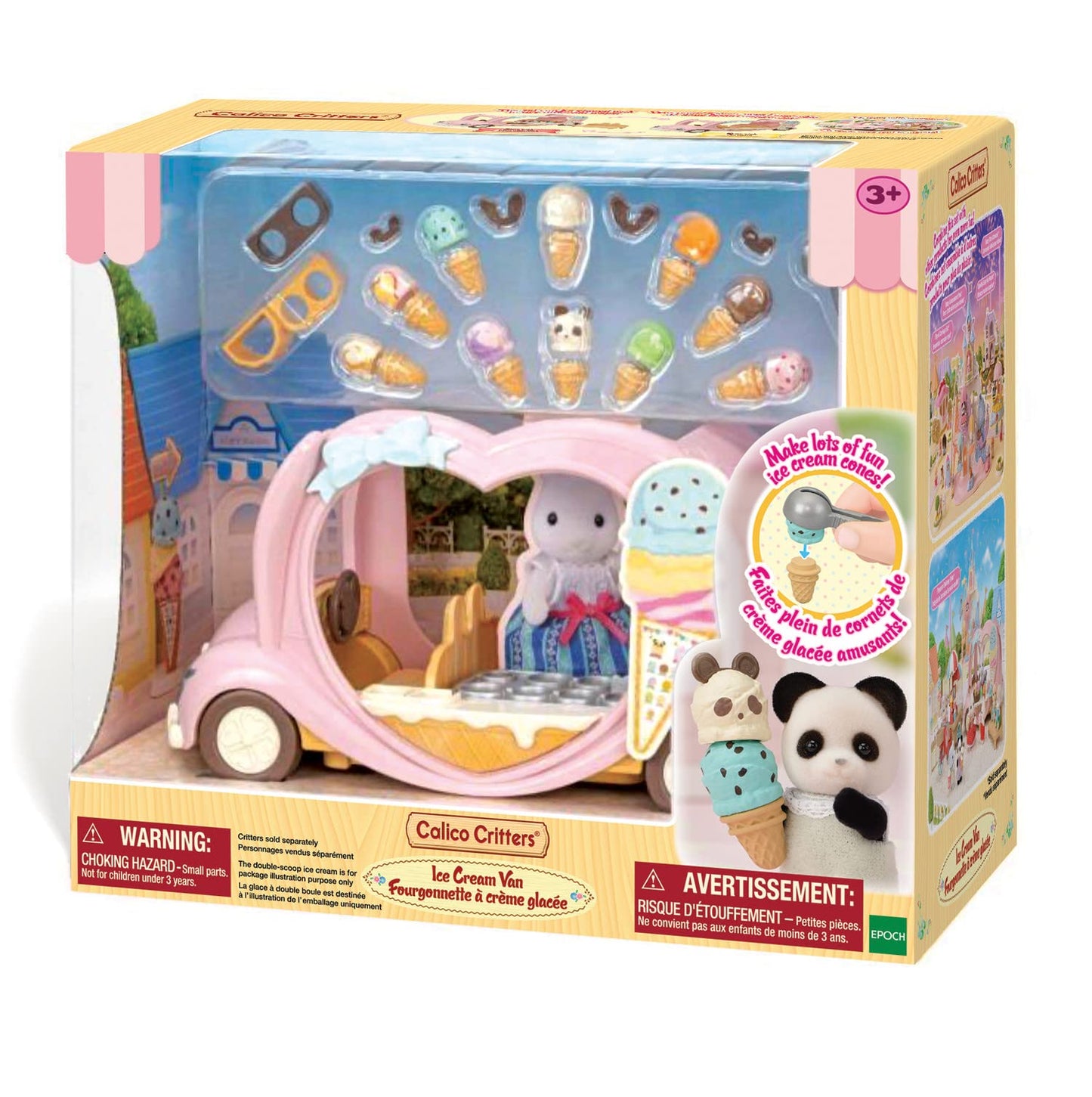 Calico Critters - Ice Cream Van - Calico Land Amusement Series - Kids Pretend Play Toy, Miniature Vehicle & Accessories Set, Ages 3+