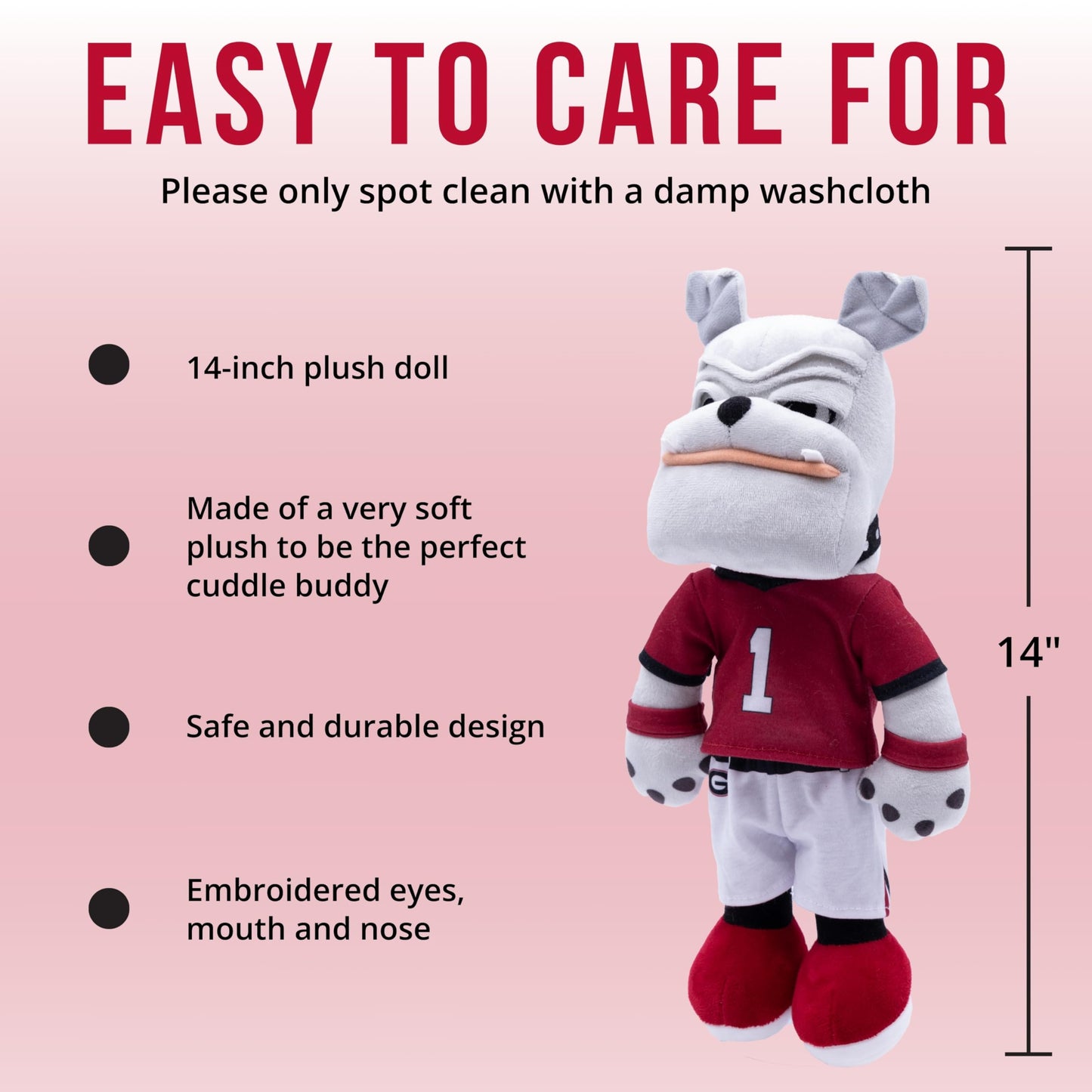 Plushible 14" University of Georgia UGA Bulldog Mascot Plush Figure Toy - College Football Plush Doll, Soft Stuffed Toy for Kids & Adults, Surface
