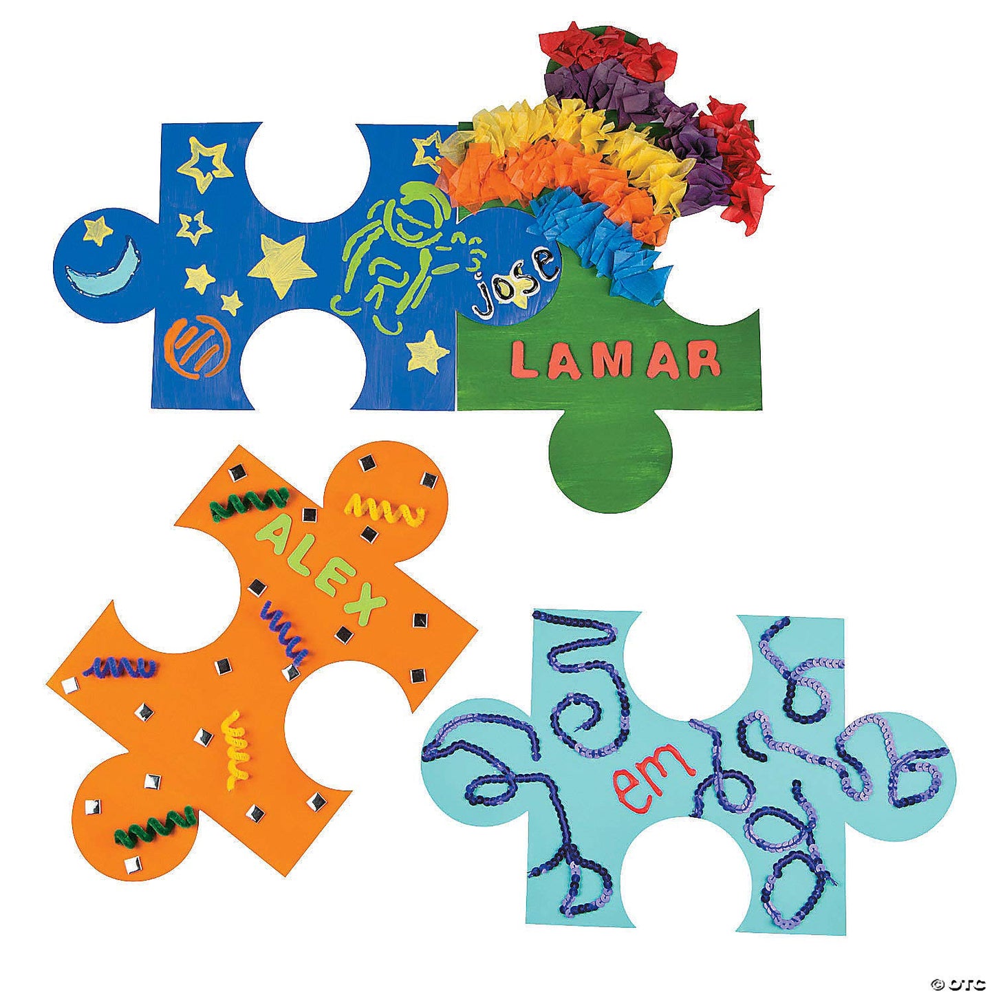 Fun Express Blank Puzzle Pieces Giant 14 Inch DIY Jigsaw 24 Piece Set