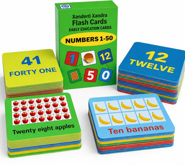 Number Flash Cards for Toddlers - Toddler Math Flash Cards - Learn Counting Flashcards Numbers 1-50 -Help Kids Count Games | Kids Toys Numbers Match