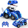 Dinosaur Transforming RC Car with LED Lights, One-Key Robot Conversion