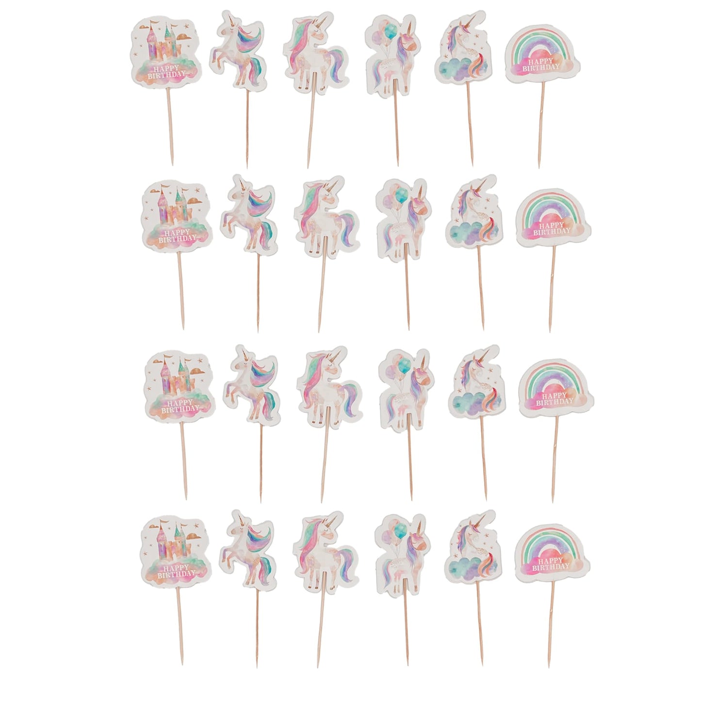 Modern Whimsy Unicorn Cupcake Toppers | Set of 24 | Rainbow Unicorn Birthday Decorations & Party Supplies - Perfect Magical Cupcake Decorations & Cake