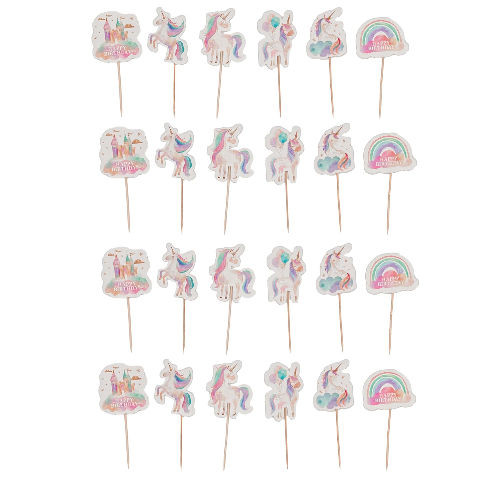 Modern Whimsy Unicorn Cupcake Toppers | Set of 24 | Rainbow Unicorn Birthday Decorations & Party Supplies - Perfect Magical Cupcake Decorations & Cake