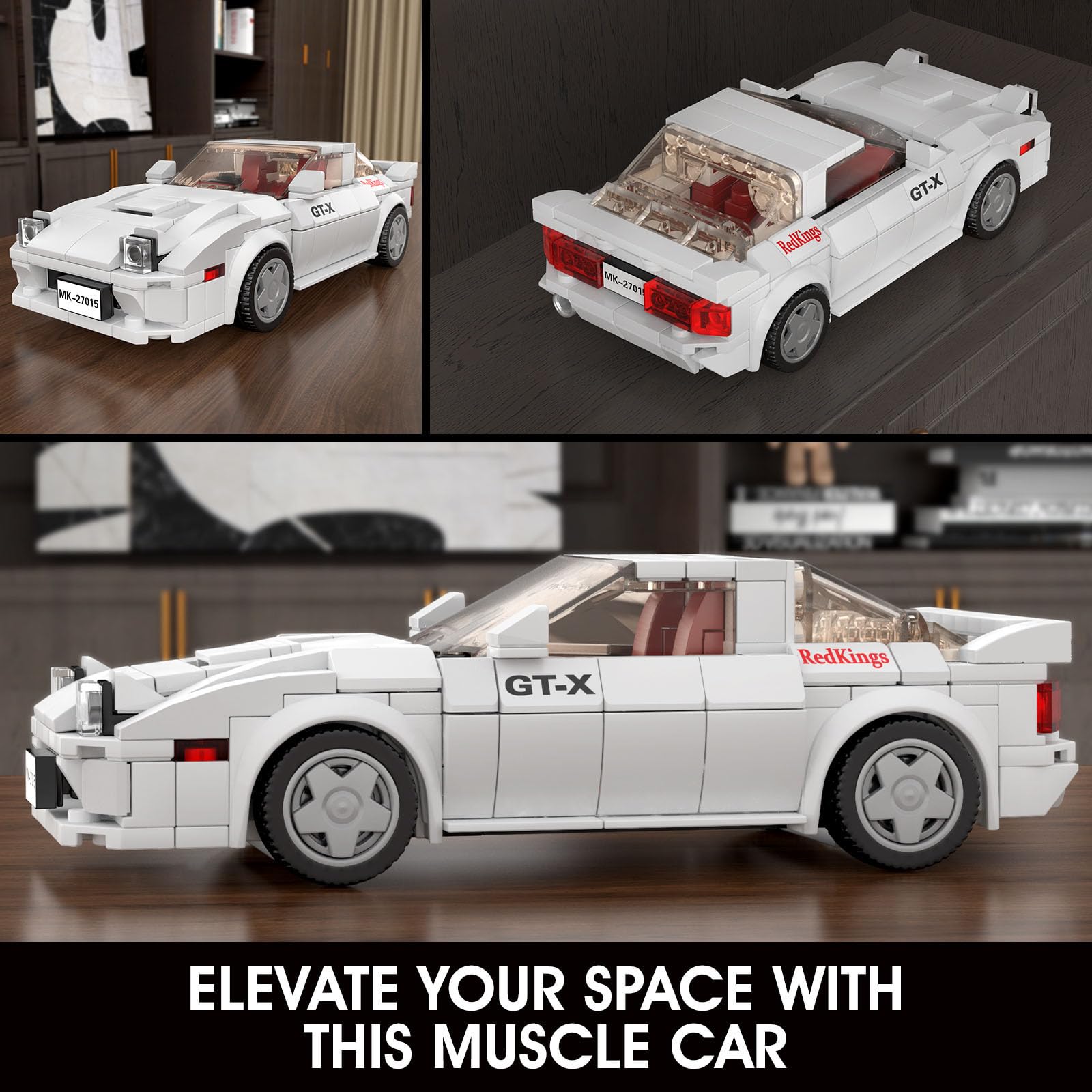 Mould King Speed Champion RX-7 Initial D Building Set & Display Case, 27015 Cars Model Kits Gifts for Teens/Adults, Creative for Teens Age 14+