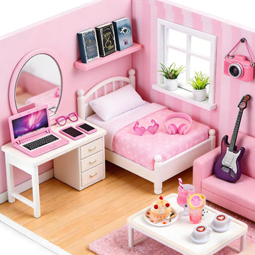 21 Pcs Miniature Dollhouse Accessories Laptop Phone 1/12 1/6 Scale Tiny Miniature Things, Doll House Furniture Decor Stuff Kitchen Cake Glasses Coffee