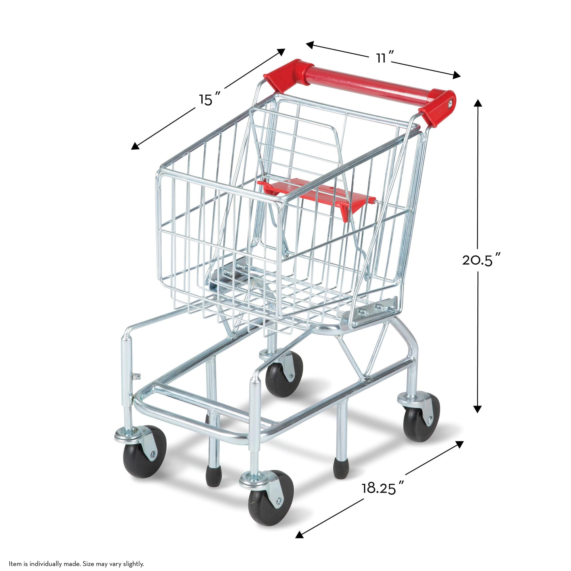 Melissa & Doug Toy Shopping Cart, Grocery Store Pretend Play Toys with Sturdy Metal Frame & Working Wheels, Toddler Shopping Cart, Preschool Learning