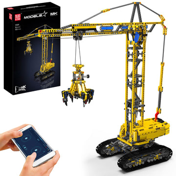 Mould King MOC Crawler Crane Advanced Building Kit for Adults, MOC Mobile Crane Heavy-Duty Truck Sets to Build, APP Control Large Engineering