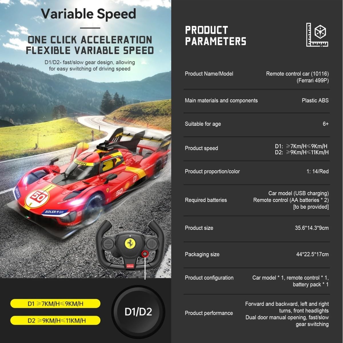 HTLNUZD 1/14 RC Car 499P #50 2.4G Remote Control Model for 24h Lemans Rally Adult Racing Vehicle Collection Gift