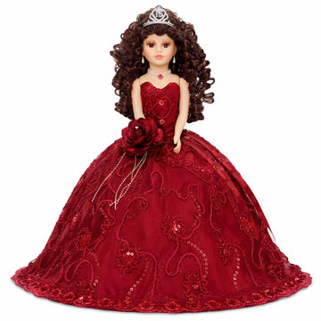 18” Quinceañera Last Doll with Umbrella Dress Stand - Última Muñeca Mis Quince Años Keepsake, Traditional Hispanic Mis 15 Doll, Ceremony & Table