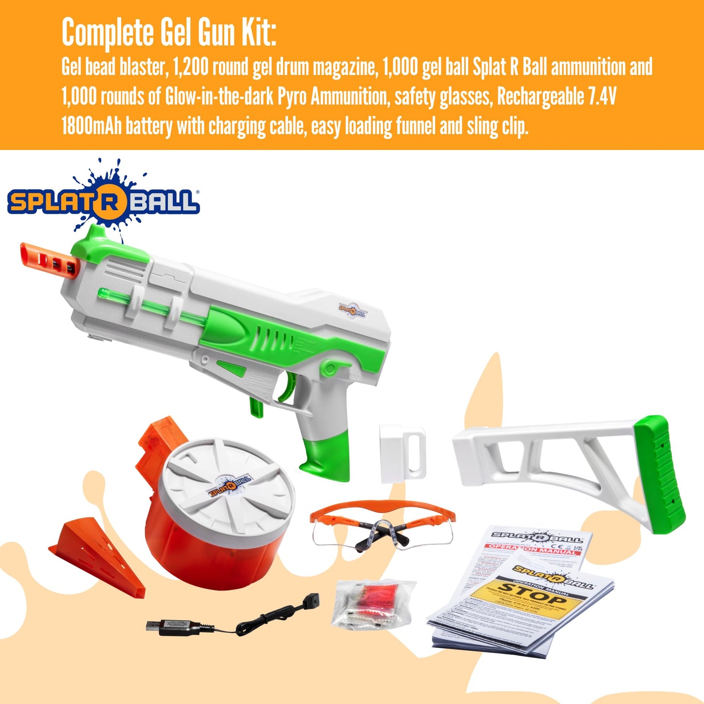 SplatRBall SRB1200 Pyro Blaster Kit - 225 FPS - Green/White