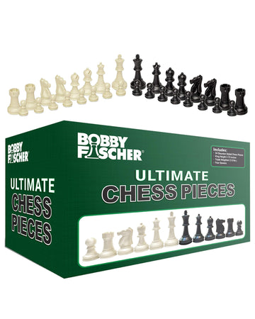 WE Games Bobby Fischer Ultimate Chess Pieces Set, Staunton Plastic Tournament Chess Set - Extra Queens, Triple Weighted