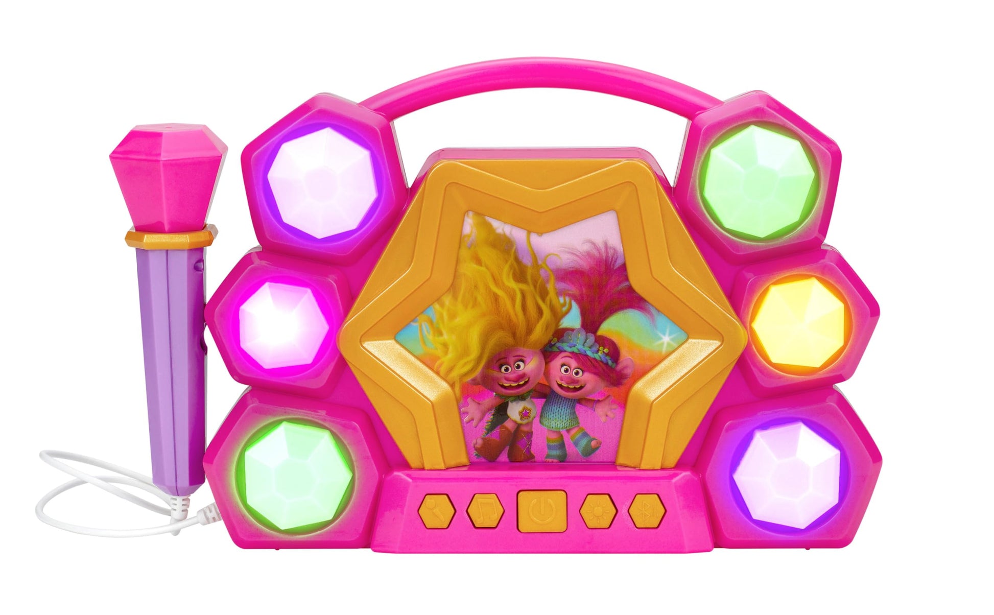 eKids Trolls Band Together Karaoke Microphone with Bluetooth Speaker for Fans of Trolls Toys, Kids Karaoke Machine with Built in Music