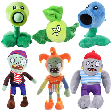 6 PCS Plants and Zombies Plush Plants Zombies Sets Toy Bonk Choy, 1 2 Stuffed Soft New Pirate Doll Jester Plushies, Green Peashooter PVZ Figure