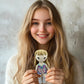 Stitch-Witch Artisanal Handmade Crochet Finished Plush Doll in Sparkling Squins Bodysuit, Luxurious Handmade Beading