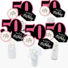 Big Dot of Happiness Chic 50th Birthday - Pink, Black and Gold - Birthday Party Centerpiece Sticks - Table Toppers - Set of 15