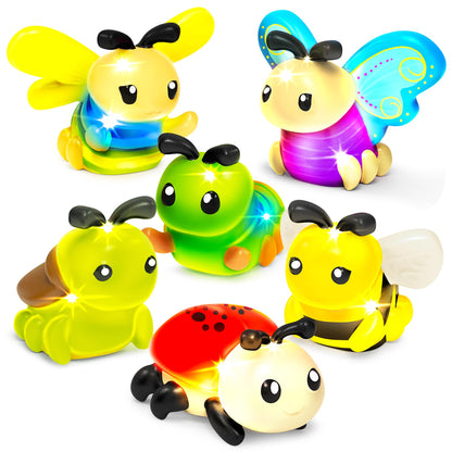 Tub Works® Bugs™ Light Up Bath Toys, 6 Pack | Water-Activated Light Up Toys Flash & Change Color | Easy-Grip Baby Girl & Toddler Bath Toys | Glow Bugs