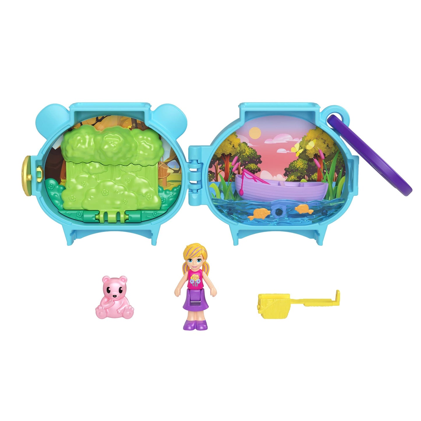 Polly Pocket Mattel Pet Connects HHW30 Micro Playset Blue Bear + Animal + Accessory
