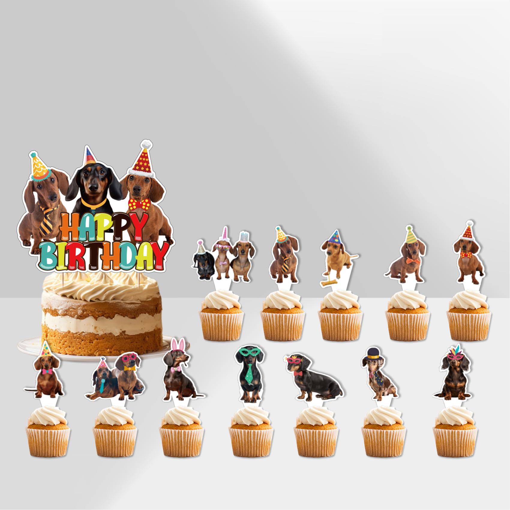 25 Dachshund Cake Toppers - Dachshund Dog Cake Decorations for Parties & Birthdays