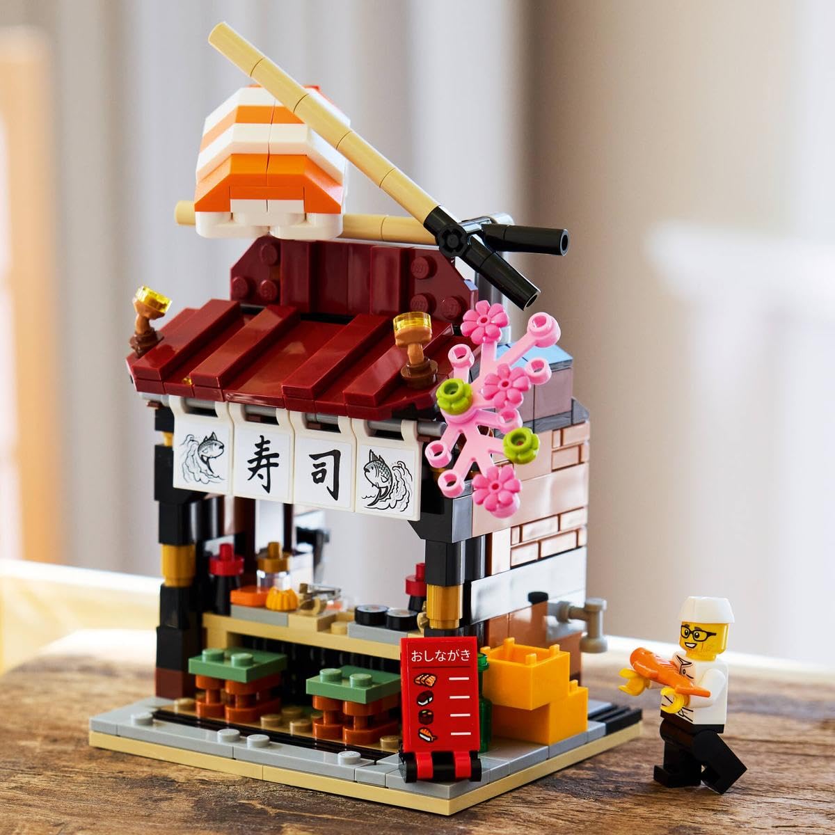LEGO Restaurants of the World: Japan - 289-Piece Japanese Restaurant Building Kit with Chef Minifigure, Sushi Decor Display Model, Collectible Gift