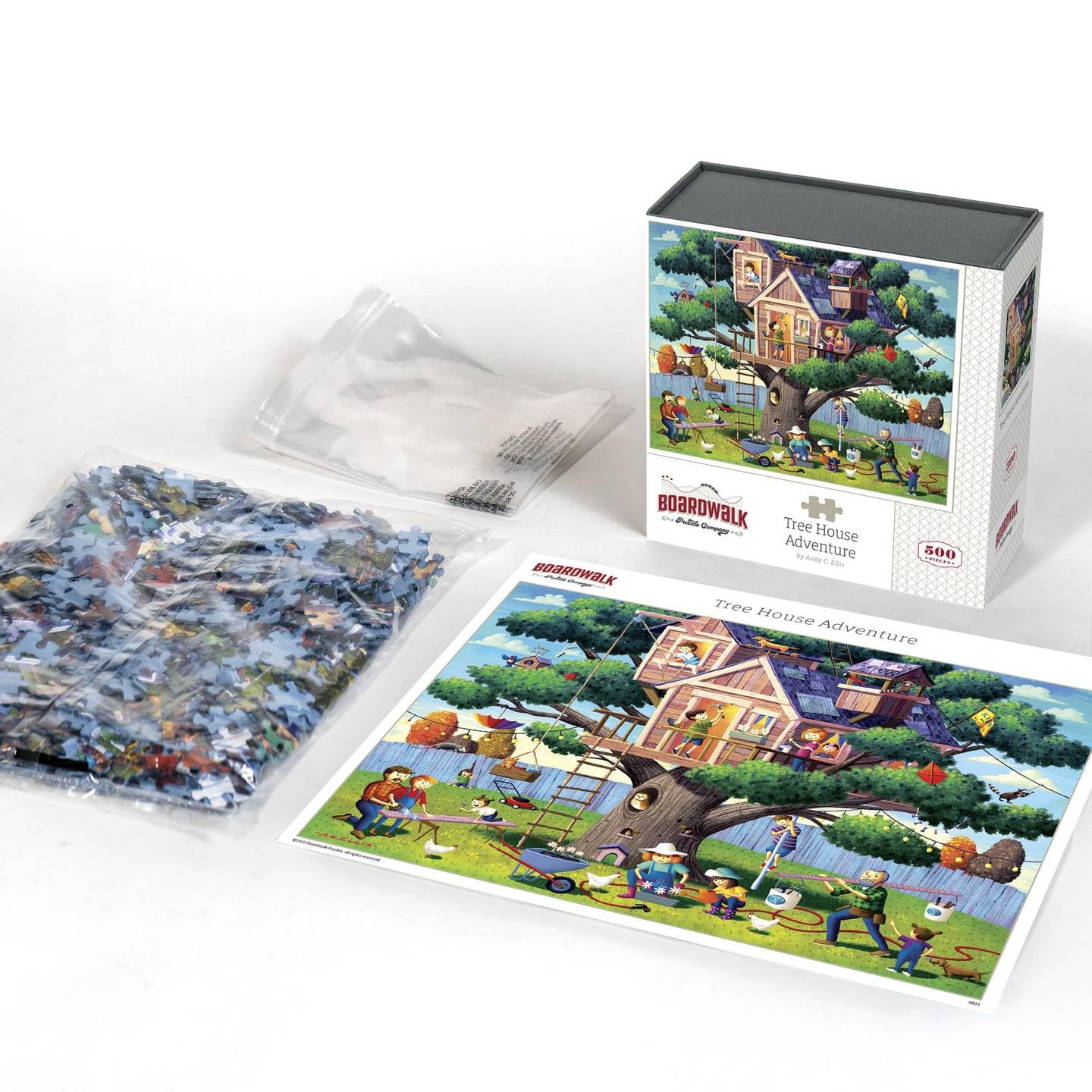 Boardwalk Tree House Adventure 500 Piece Jigsaw Puzzle Fun Family Backyard Puzzles with Premium Box, Gift for Adults and Family 16"x20"