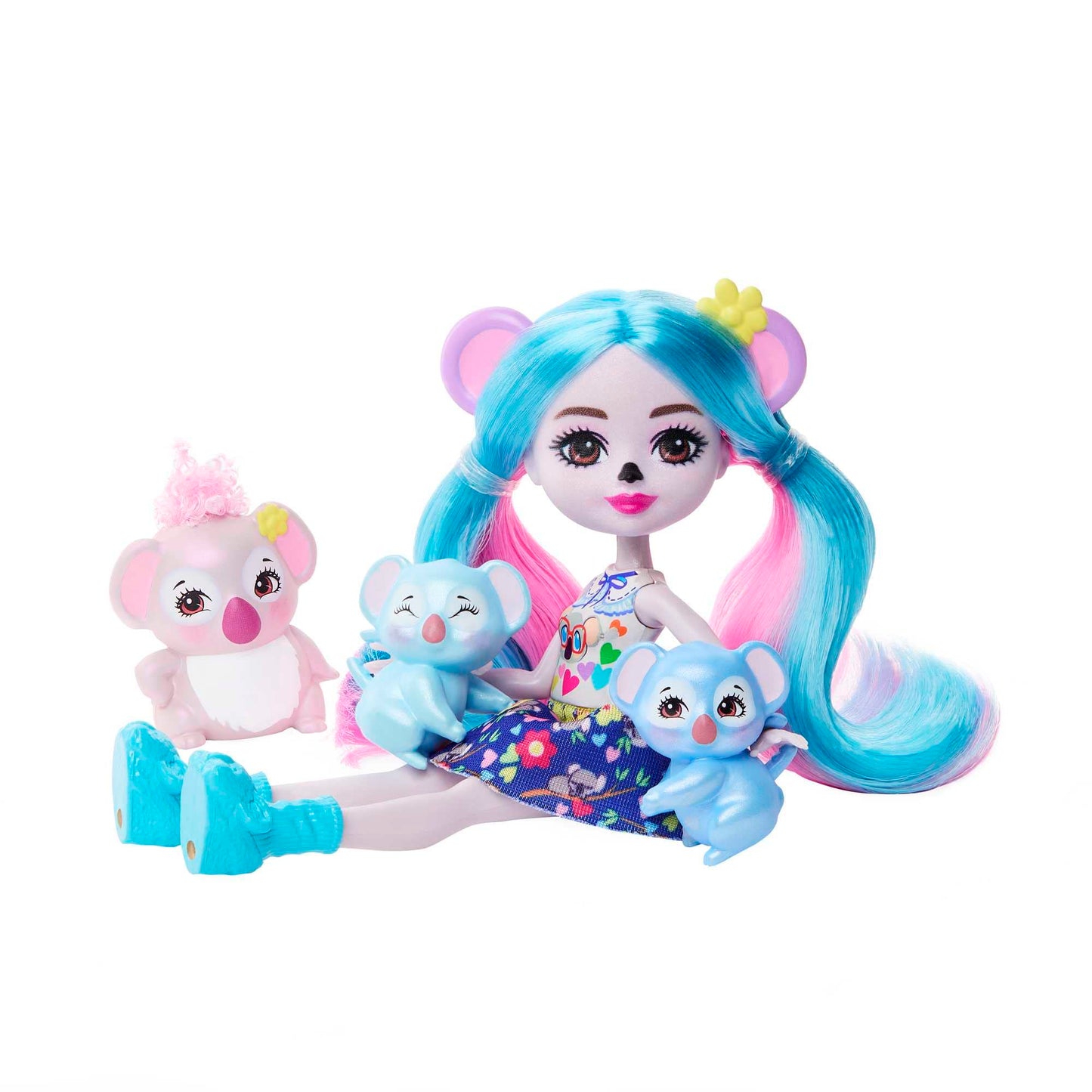 Enchantimals -Dolls, Glam Party Karalee Koala Doll, Animal Friend Bloke and 2 Buddy Figures, Small Doll with Removable Skirt and Accessories, Gift