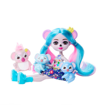 Enchantimals -Dolls, Glam Party Karalee Koala Doll, Animal Friend Bloke and 2 Buddy Figures, Small Doll with Removable Skirt and Accessories, Gift