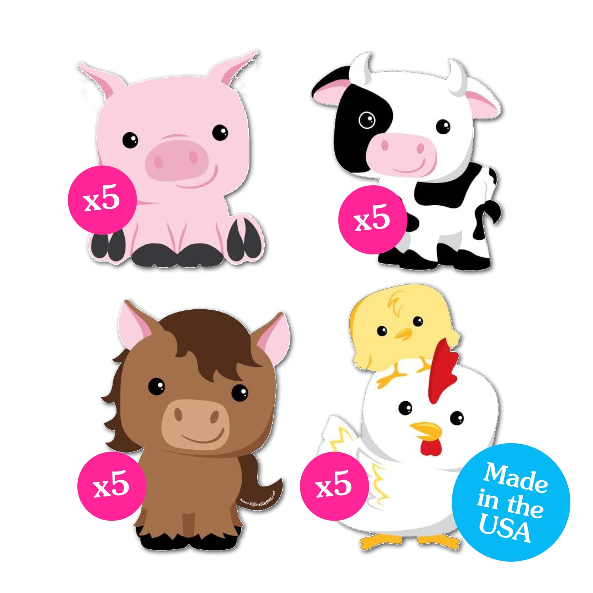 Big Dot of Happiness Farm Animals - Cow, Horse, Pig and Chicken Decorations DIY Baby Shower or Birthday Party Essentials - Set of 20