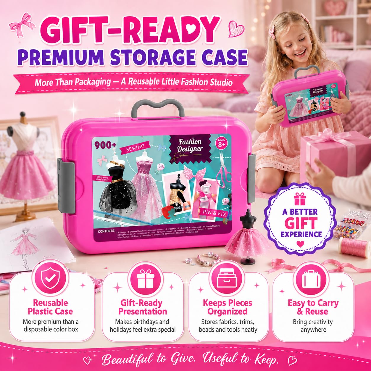 AGENTLAN Fashion Designer Kit, 900+ Dress Making Kit, DIY Craft Kit