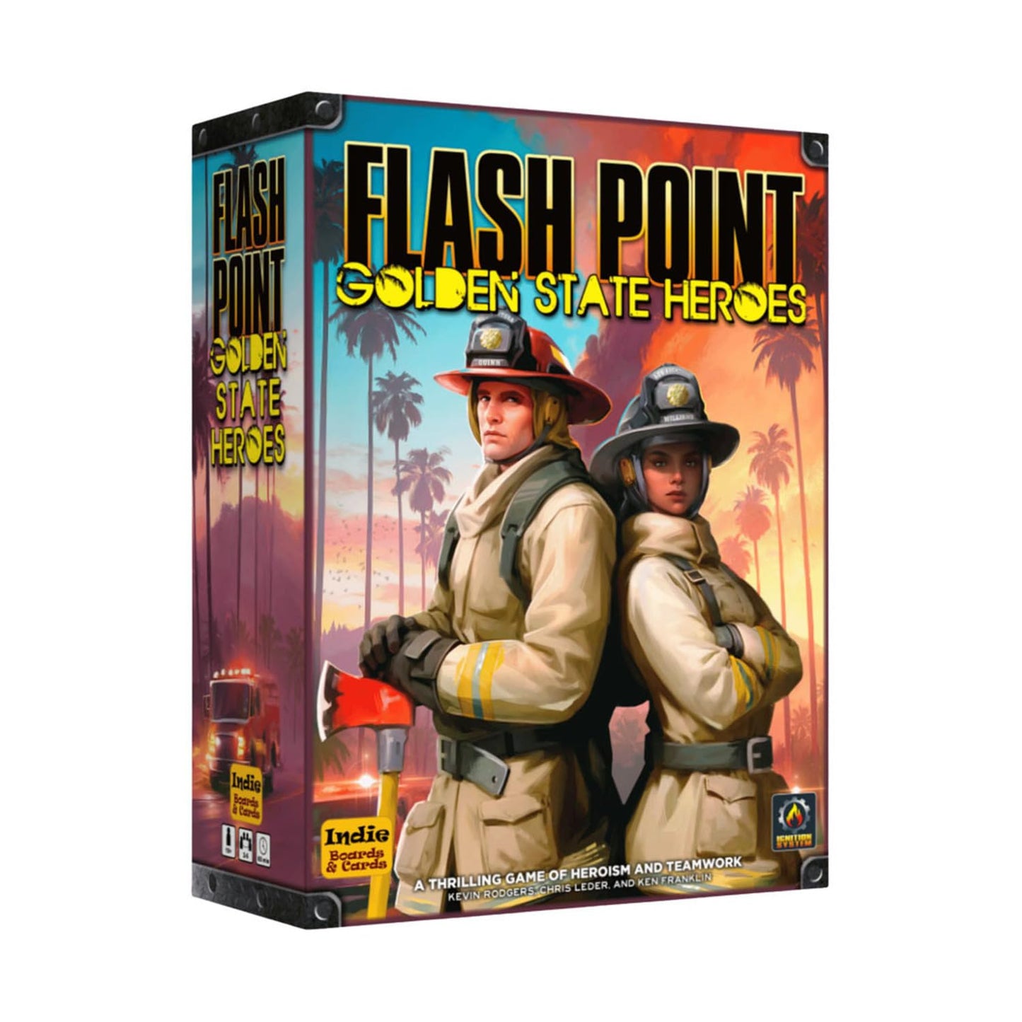 Flash Point: Golden State Heroes by Indie Boards & Cards | Cooperative Firefighting Strategy Board Game | Standalone Ignition System Expansion