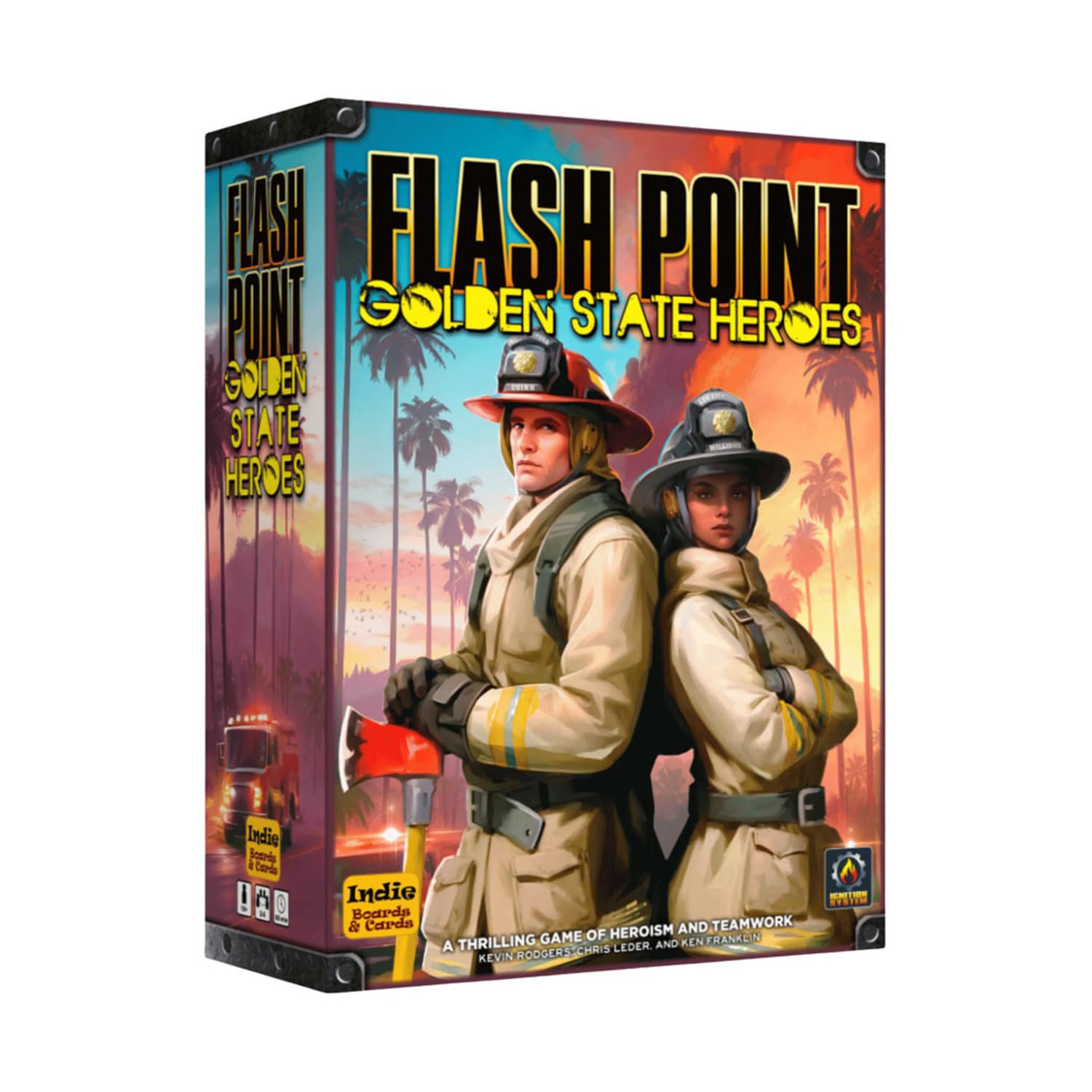 Flash Point: Golden State Heroes by Indie Boards & Cards | Cooperative Firefighting Strategy Board Game | Standalone Ignition System Expansion