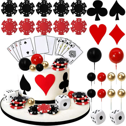29 PCS Casino Cake Decoration Dice Poker Chips Ball Cake Topper Set