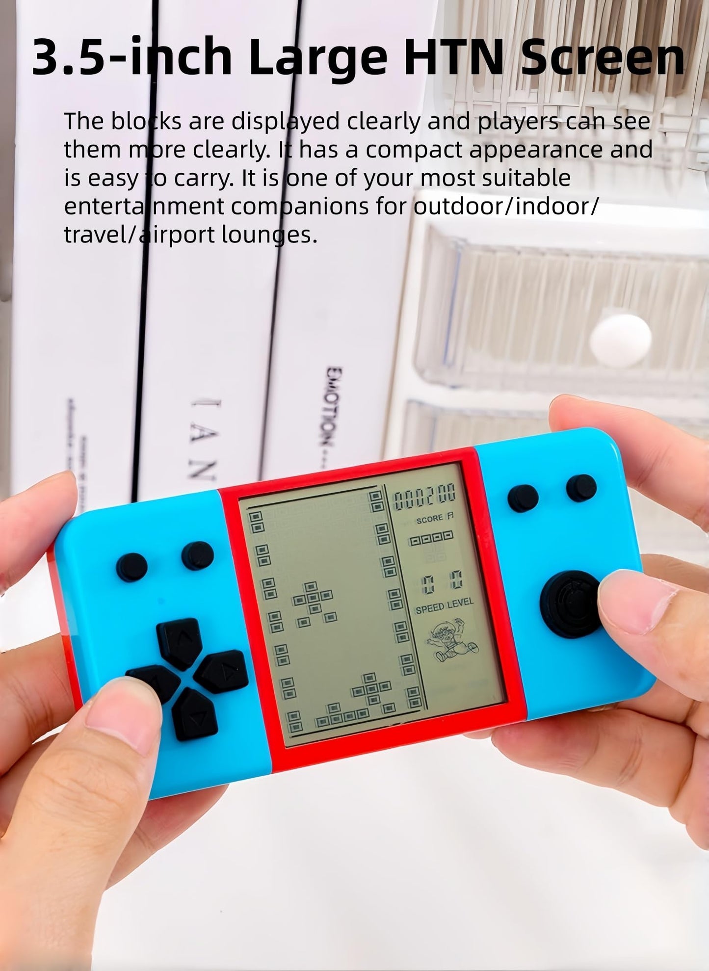 CUZCOP Retro Brick Game Game Blue-red Color Design Built-in 26 Cube Block Games Leisure Entertainment Electronic Block Puzzle Children/Student/Parents