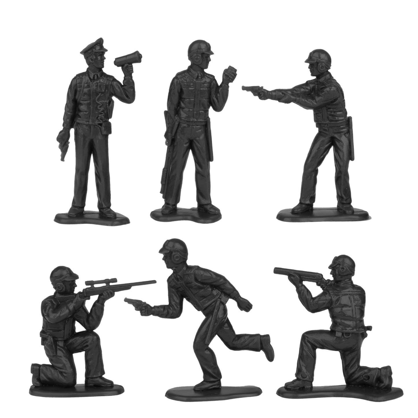 Tim Mee Toy SWAT Plastic Army Men - 24 Black and Blue Police Figures US Made