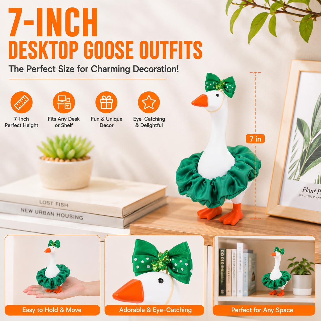 12 PCS Desk Goose Outfits, 7 Inch Holiday Mini Porch Goose Outfits Cute Dresses Bows Funny Desktop Goose Clothes Costume Small Goose Outfit