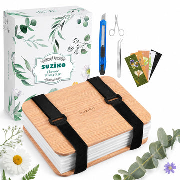 Suziko Professional Flower Press Kit 6 Layers 6.3 x 8.3 inch, Flower Pressing Kit for Adults Kids, Leaf Press,Great Gift Valentine's Day