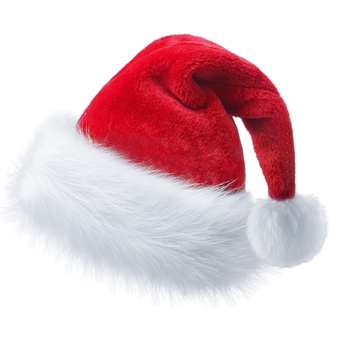 RUNDONG Christmas Hat Santa Hat for Adults Holiday Unisex Velvet Double layer Xmas Hat for New Year Festive Party Ornaments