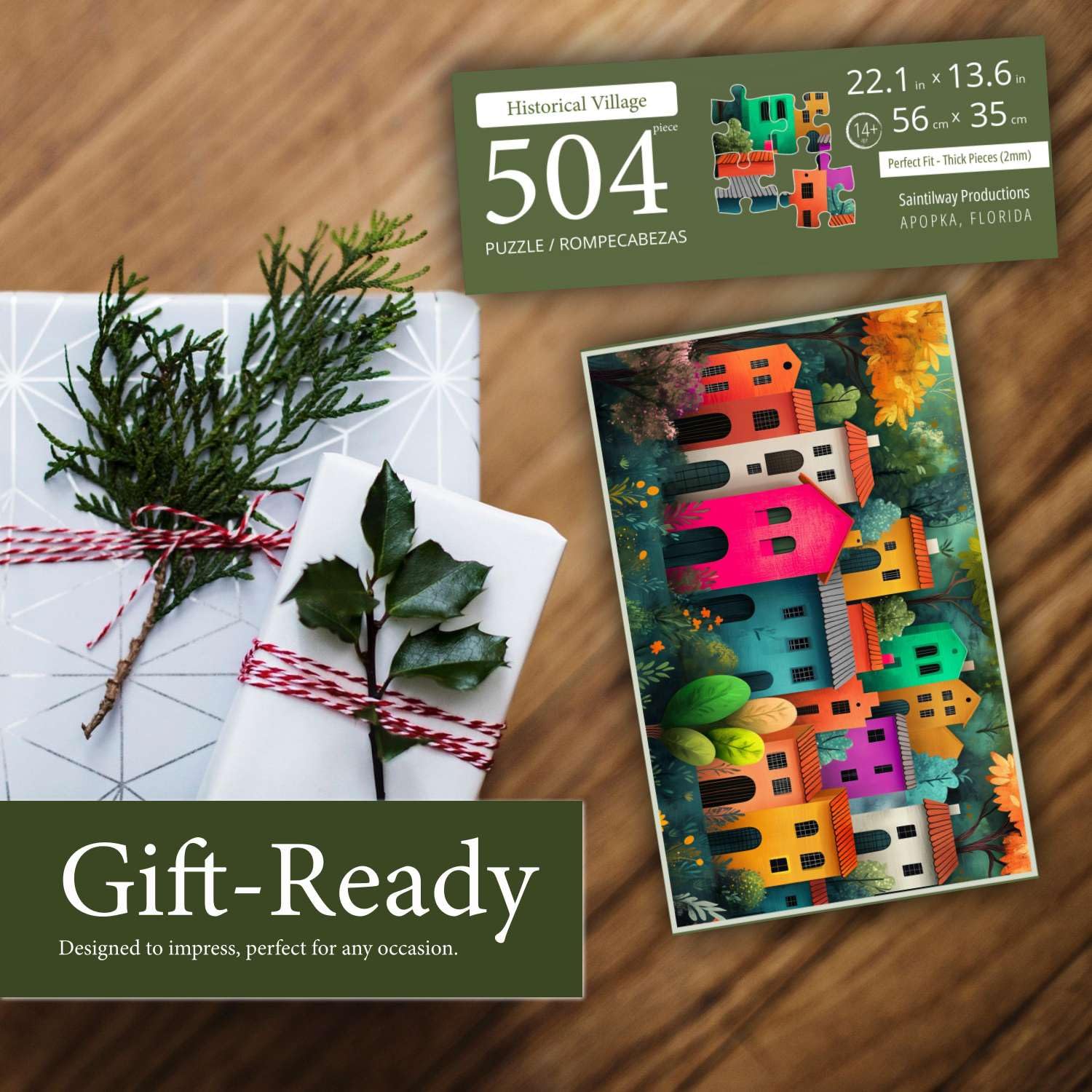 Saintilway Productions Jigsaw Puzzles for Adults 500 Pieces - Colorful and Unique with Poster - Letters on Back - AI Art - Rompecabezas para Adultos