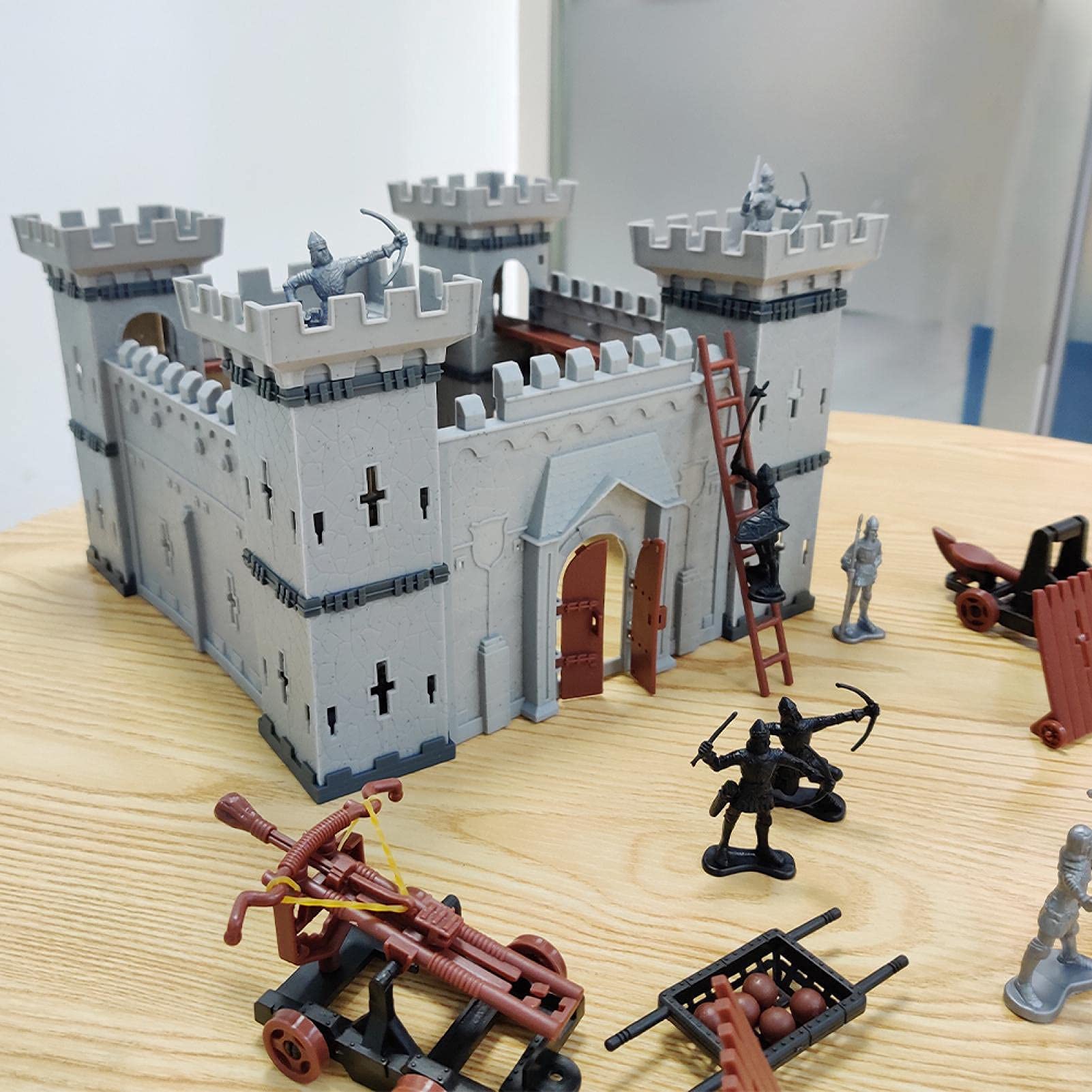 PXRJE Medieval Castle Knights Action Figure Toy Army Playset with Assemble Castle, Catapult and Horse-Drawn Carriage Great for Girls and Boys(A1)