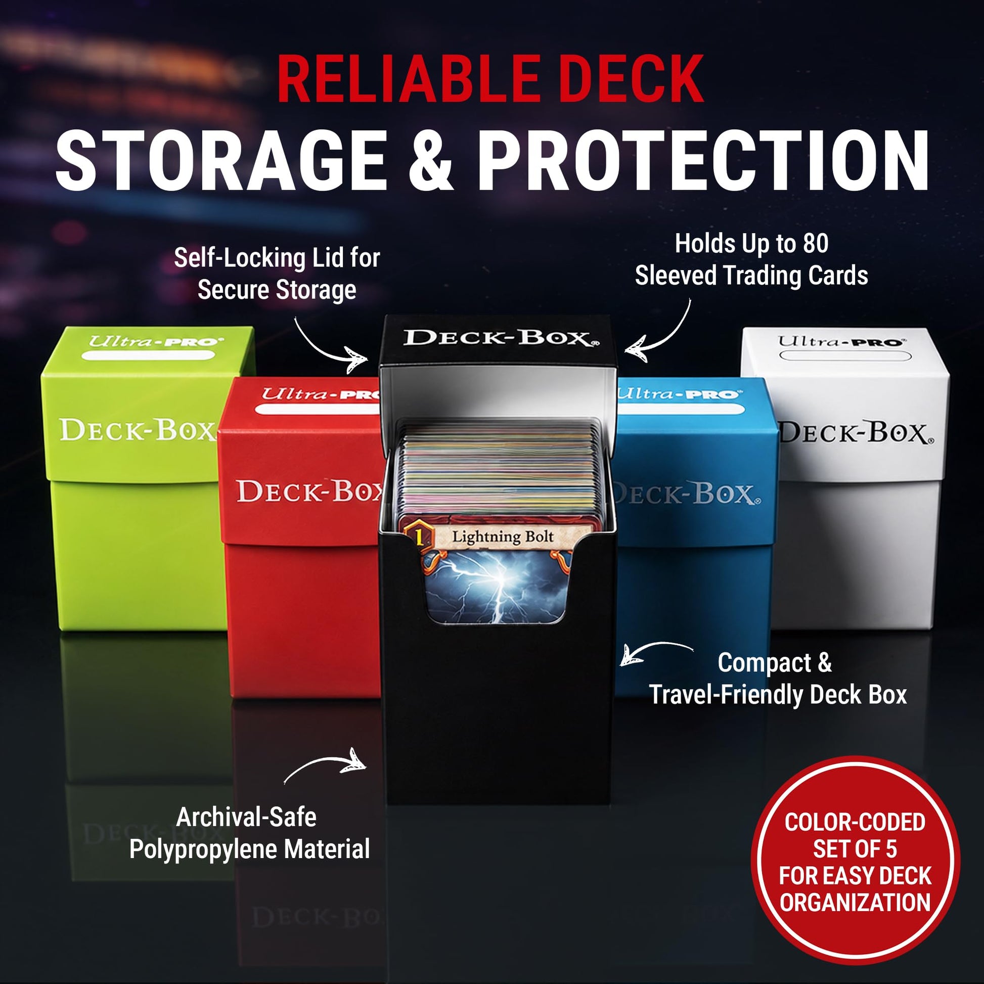 Ultra PRO - Protect & Store Valuable Cards Deck Box for Pokemon/Magic/YuGiOh Collectible Cards Storage, Card Organizer