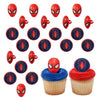 DecoPac Marvel's Spider-Man™ Spider and Mask Rings, Spider-Man Cupcake Decorations, Red and Blue Food Safe Cake Toppers - 24 Pack