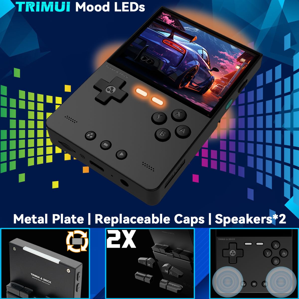FINGEREVO Trimui Brick Handheld Game Console 3.2-inch 1024 * 768 IPS Screen 3000mAh Trimui-brick Opensource System with Portable Case and Screen