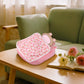 17cm Doll Bed, Miniature Bed with Pillow and Blanket Compatible with La Booooo Booooo Dolls, Doll House Furniture Accessories, Cherry Pattern