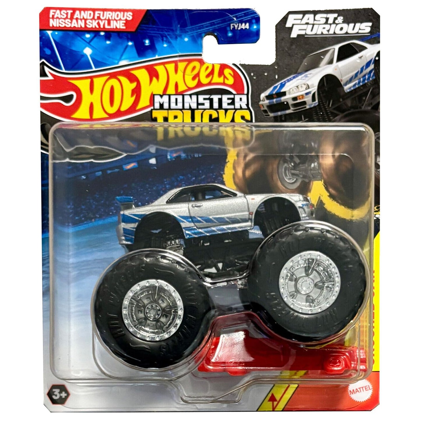 Hot Wheels Monster Truck Nissan Skyline, Fast & Furious Inclues Crushed Car