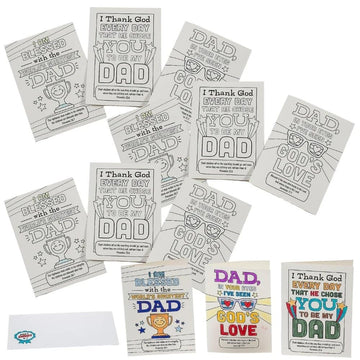 Fun Express Color Your Own Religious Father’s Day Cards (Bulk Set of 12) - DIY Christian Sunday School Crafts for Kids, Bible VBS Activity, Handprint