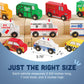 Constructive Playthings Set of 10 Wooden Community Vehicles, Freewheeling Wooden Cars and Trucks, Imaginative Play for Ages 3 Years and Up