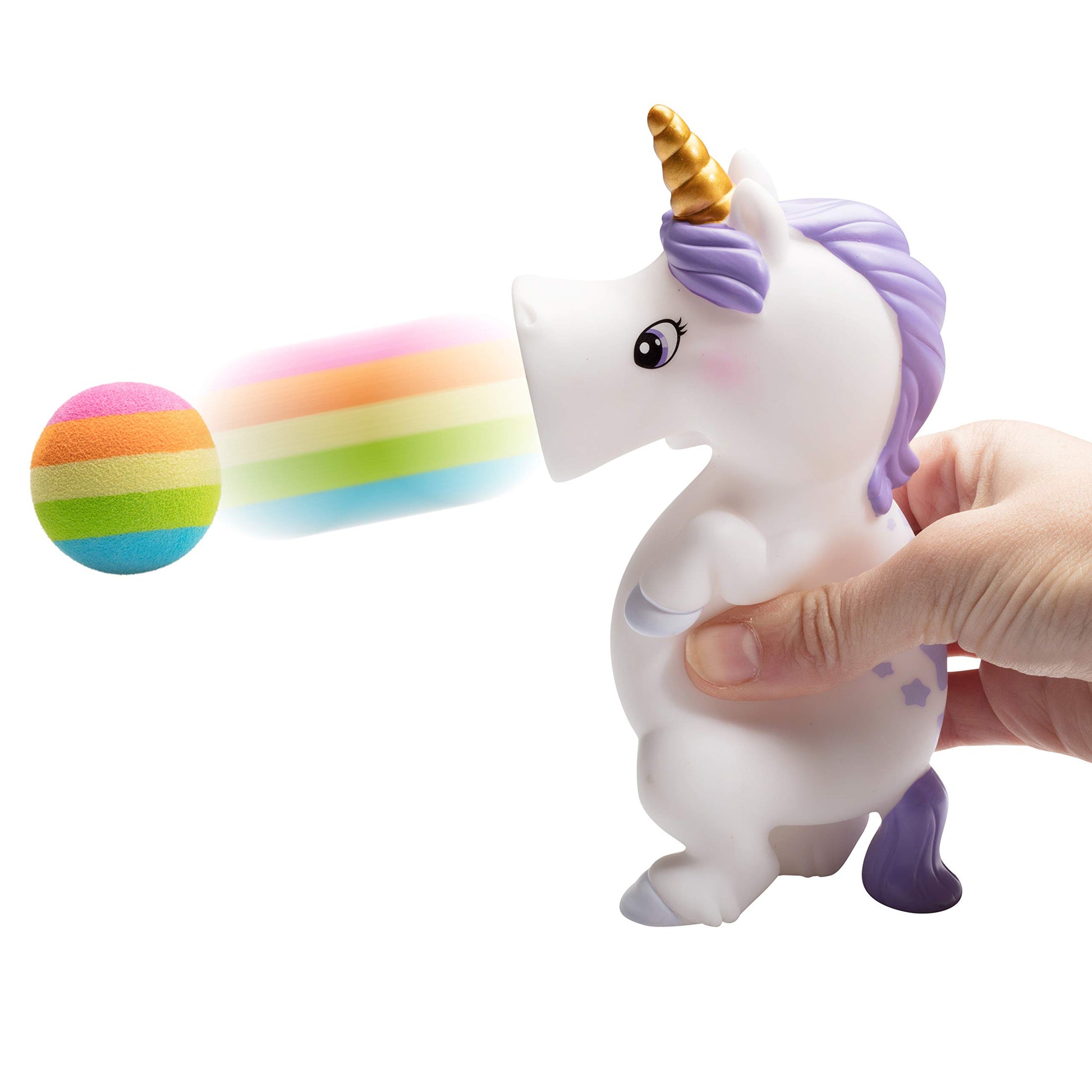 Hog Wild Unicorn Ball Popper Toy - Includes 4 Soft Foam Balls - Squeeze to Pop Air Powered Balls Up to 20 Feet - Launcher Safe for Indoor/Outdoor Play